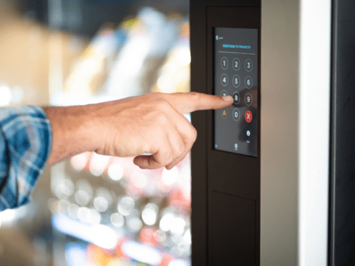 Image of a touch screen vending machine.